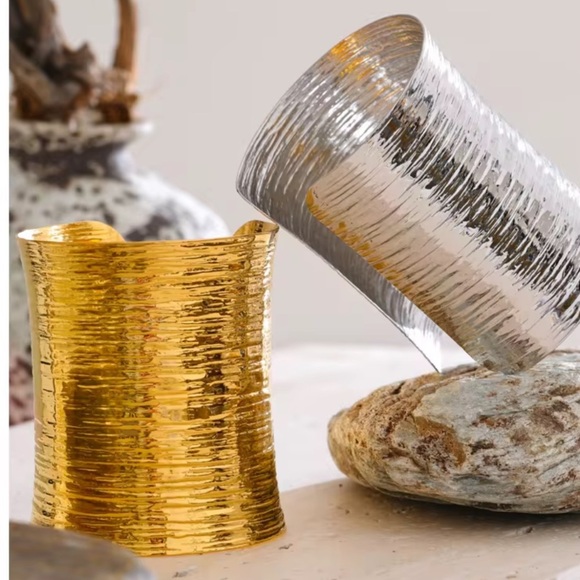 Bold Wide Gold Cuff Bracelet – Stainless Steel, PVD Real Gold Plated - Picture 4 of 12